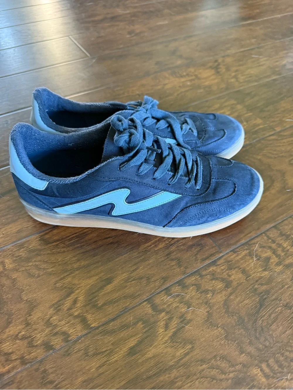 Madden Girl Black Suede Sneakers with Light Blue Accent